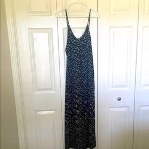 Roolee Blue + White Polka Dot Spaghetti Strap Jumpsuit!